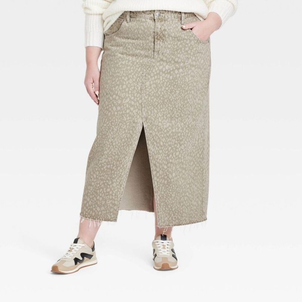 Women's Denim Maxi Skirt - Universal Thread Light Leopard 17